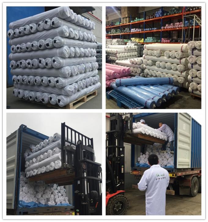 Dust Free Knitting Polyester ESD Fabric Stripe White In Stock , White Color