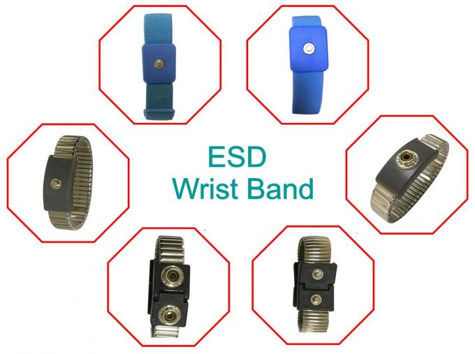 ISO / SGS Elastic Anti Static Wrist Band Esd Wristband Adjustable 4MM Snap