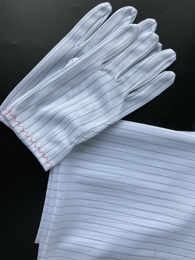 10MM Stripe Knitted Anti Static Polyester Fabric Cleanroom ESD Gloves
