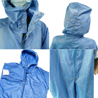 Blue 5mm Gird Washable Dust Free Anti Static Cleanroom Jumpsuit Coverall With Hood