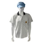 7MM Stripe White Silk Knitting ESD Anti Static POLO T-Shirts 99% Polyester 1% Conductive