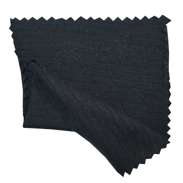 4mm Stripe ESD Anti Static POLO Shirt Fabric Black Knitted Washable