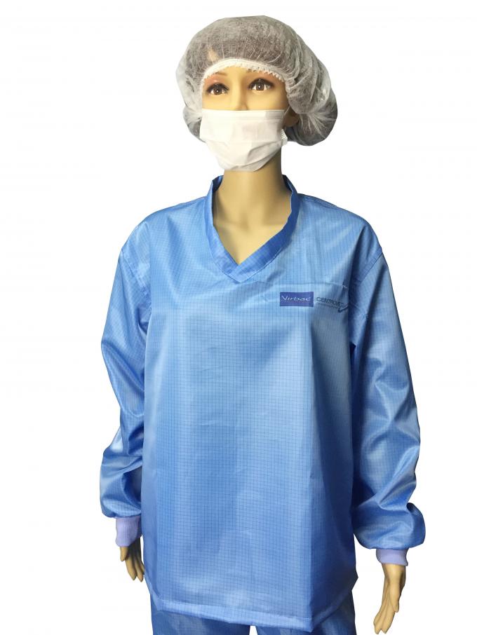 Cleanroom ESD Safe Clothing Polyester Anti Static Jacket And Pants