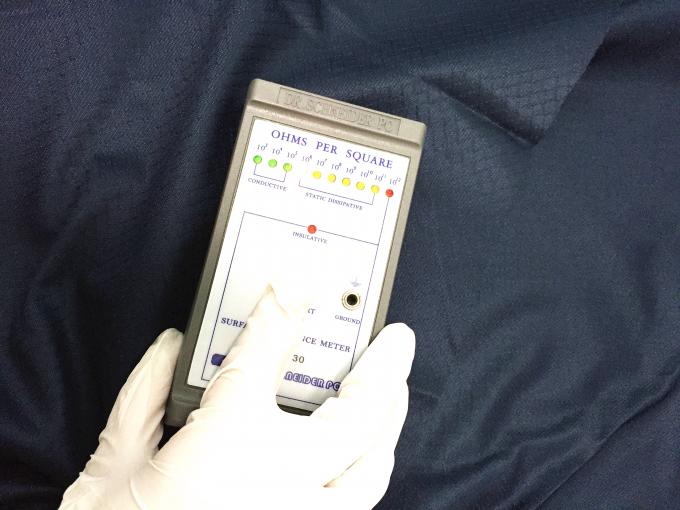 5mm Diamond Pattern Knitted Polyester ESD Fabric Dark Blue 135 GSM Weight 1