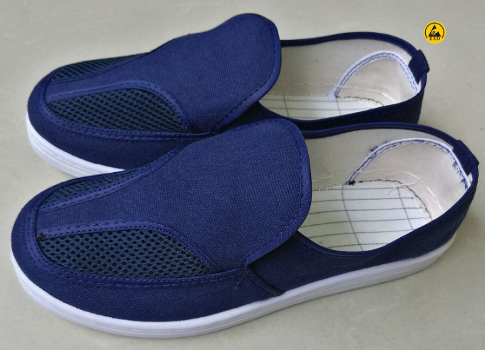 Light Weight Double Hole Mesh ESD Work Shoes W/PU Sole PVC Leather Upper 0