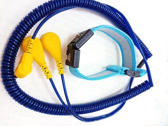 ESD Dual Wire Electrostatic Discharge Band Adjustable PU Cord 4mm Snap 0