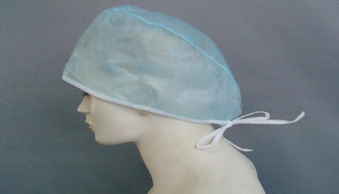 Doctor Tie On Disposable Bouffant Surgical Caps Size 64X15 cm Weight 25GSM 0