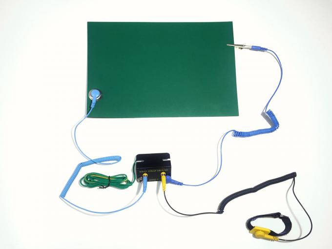 PVC / PU ESD Wrist Strap Dual Metal Bench Mount Ground Socket Ring Terminal Connector 7