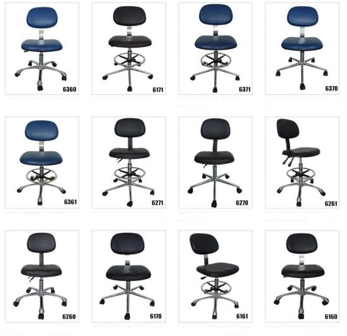 PU Antistatic ESD Safe Chairs Color Black And Blue Backrest Tilt Armrest Optional 1