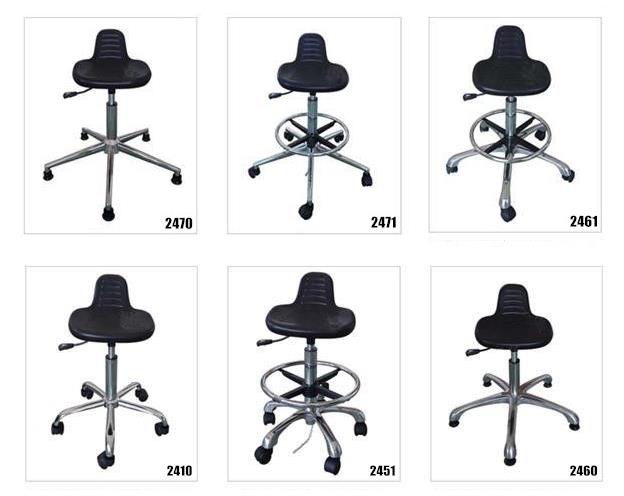 300 Lbs Polyurethane ESD Safe Chairs ESD Stool w/Chrome Foot Ring Pneumatic 0