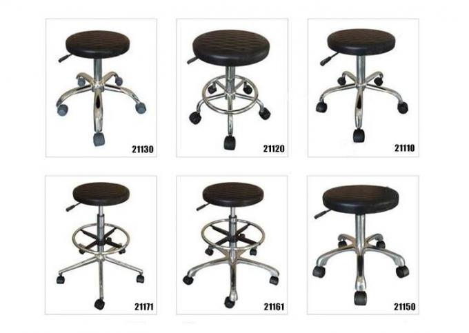 Nonslip Surface Black PU Clean Room Stools Backless Lab ESD Chair ISO Approve 1