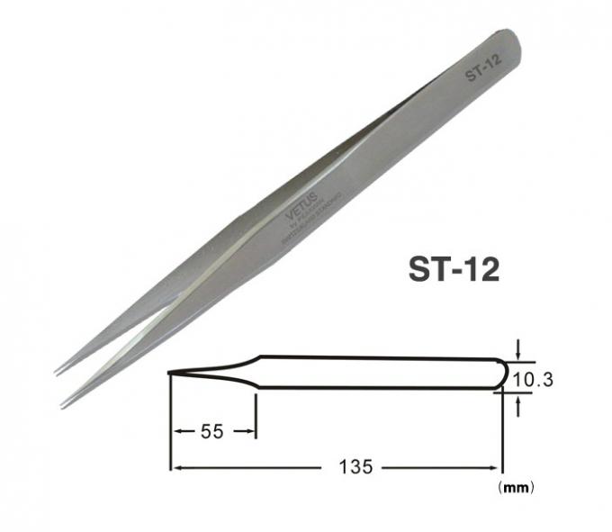Metal Color Non ESD Safe Tools VETUS Precision Stainless Steel Tweezer 2