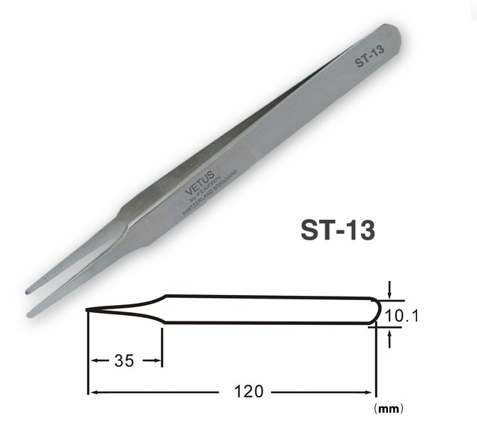 Metal Color Non ESD Safe Tools VETUS Precision Stainless Steel Tweezer 3
