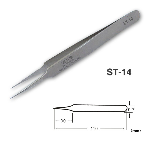 Metal Color Non ESD Safe Tools VETUS Precision Stainless Steel Tweezer 4