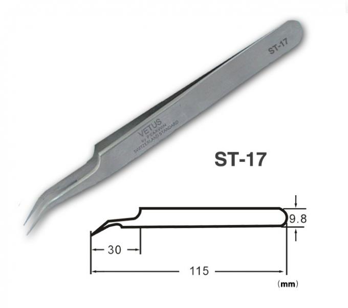 Metal Color Non ESD Safe Tools VETUS Precision Stainless Steel Tweezer 7