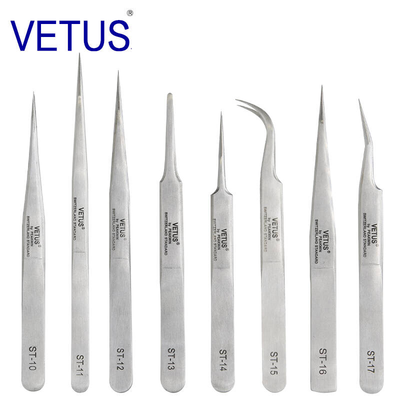Metal Color Non ESD Safe Tools VETUS Precision Stainless Steel Tweezer 8