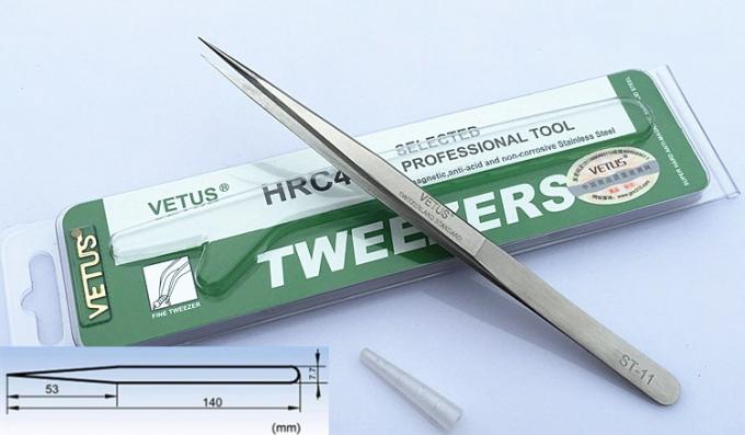 Metal Color Non ESD Safe Tools VETUS Precision Stainless Steel Tweezer 9