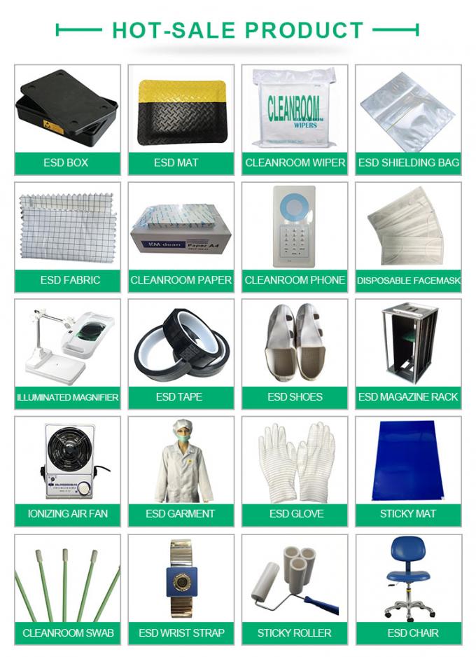 Clean Room ESD Fabric Woven Polyester Fabrics 5mm Grid White Blue Yellow Color 2