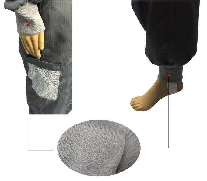 ESD Knitted Polyester Ribbed Cuffs Antistatic & Shrink Resistant Gray Color 0