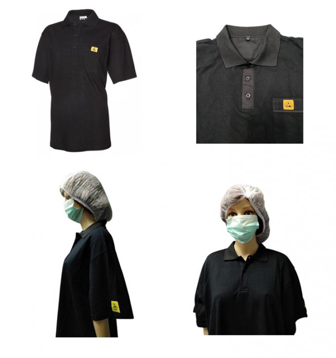 ESD Knitting Cotton Anti Static Fabric For Polo Shirt T Shirt Black Blue Red 0