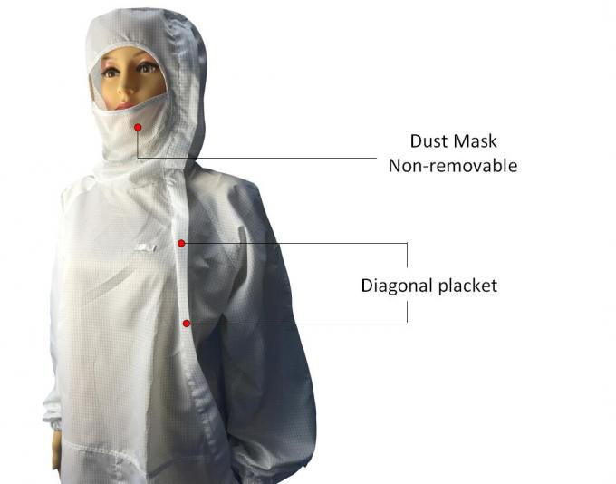Biotech / Pharmaceutical ESD Safe Materials Cleanroom ESD Suit With Hood And Facemask 0
