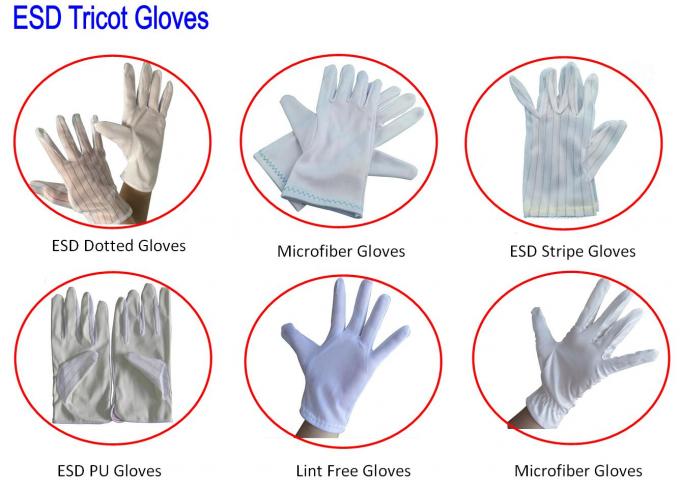 Cleanroom Inspection Nylon Tricot Gloves Lightweight Dust Free Size M / L 2