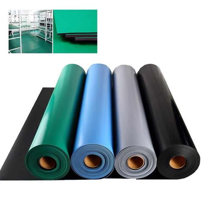 Green Blue Black Grey ESD Rubber Mat Anti Static For Workplace Table / Floor 0