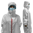 Dust Free Anti Static Cleanroom Jumpsuit With Hood White Washable