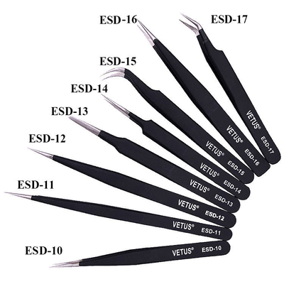 High Precision Stainless Steel Tweezers For Cleanroom Assembly Tools 10pcs/Set