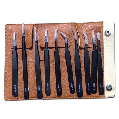 High Precision Stainless Steel Tweezers For Cleanroom Assembly Tools 10pcs/Set