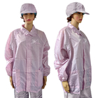 Lab Polyester ESD Antistatic Split Suit 5mm Grid Pink Special Design