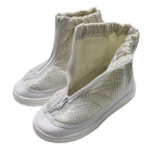 White Antistatic PU Gird ESD Fabric Short Boots For Cleanroom