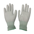 Cleanroom Polyester Carbon Fiber ESD Anti Static PU Coated Gloves Industrial