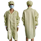 Lab Factory Used 2.5mm Grid Polyester ESD Antistatic Gown For Cleanroom Yellow