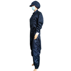 5mm Grid Dark Blue ESD Cleanroom Jumpsuit Coverall For Electronics Industries