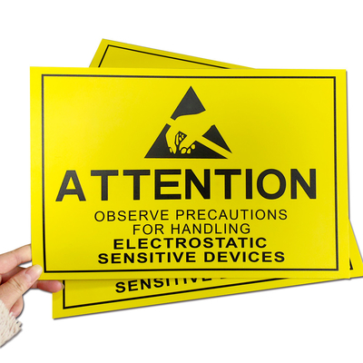 Attention Static Control Area ESD Sign Size 20x30cm Yellow Rectangle For EPA