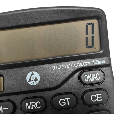 Black ESD Calculator Dust Free 12 Digits Cleanroom Office Anti Static Calculator