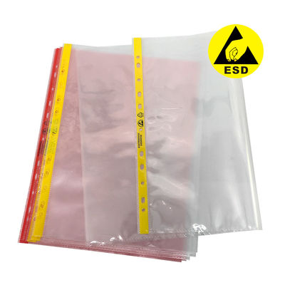 Cleanroom 11 Hole File Bag A4 A3 Dust Free ESD Anti Static Document Bag With Pink Or Yellow