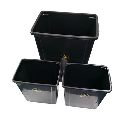 Black Plastic Antistatic Electrostatic Cleanroom Tool Box Trash Can / ESD Waste Bin