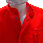 Cleanroom Red 5mm Grid ESD Antistatic Safety Coat With 98% Polyester 2% Carbon Fiber