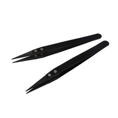 ESD Antistatic Stainless Steel Handle Ceramic Tweezers High Temperature Resistant Interchangeable Head