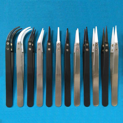 ESD Antistatic Stainless Steel Handle Ceramic Tweezers High Temperature Resistant Interchangeable Head