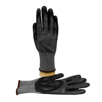 Black 18 Knitted Safety Work Glove Level 3 Cut Resistant Rubber Palm Coated Gloves