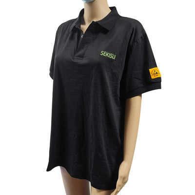 Cleanroom Safety Work Wear Cotton Carbon Fiber ESD Anti Static Polo T Shirt