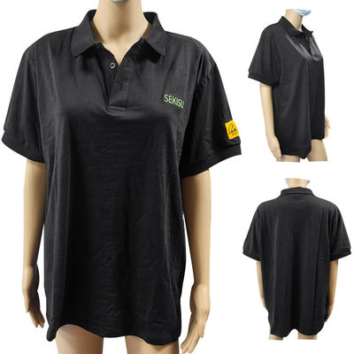 Cleanroom Safety Work Wear Cotton Carbon Fiber ESD Anti Static Polo T Shirt