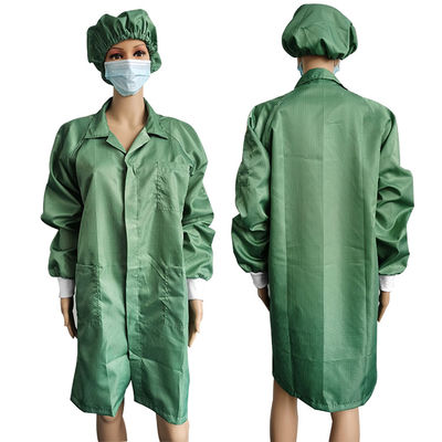 Green Color Workshop Wear ESD Anti Static Smock For Cleanroom