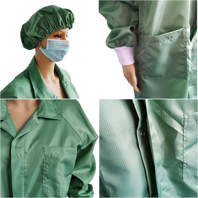 Green Color Workshop Wear ESD Anti Static Smock For Cleanroom