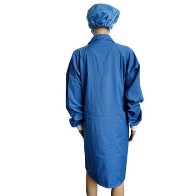 ESD Dustproof Gown Spandex Cuff Dust Free Polyester Lint Free Smock For Lab Cleanroom