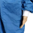 ESD Dustproof Gown Spandex Cuff Dust Free Polyester Lint Free Smock For Lab Cleanroom
