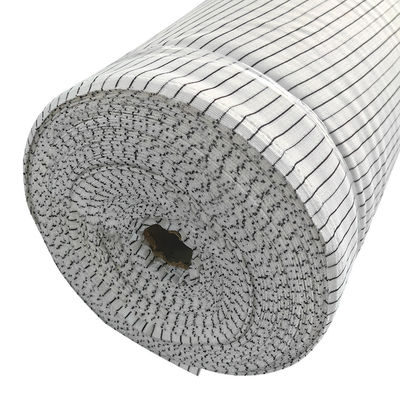 White 6MM Stripe 240gsm Polyester Knitted ESD Anti-Static Rib Fabric